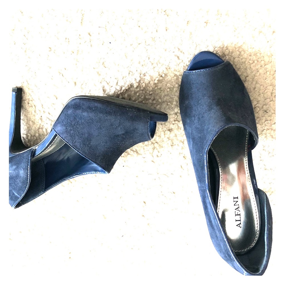 Unique blue fabric heels